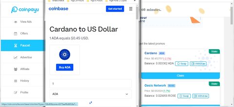 How To Earn Free 1763 Cardano ADA Cryptocurrency At Coinpayu Every 60 minutes Proof