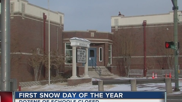 Schools use first snow day of the year