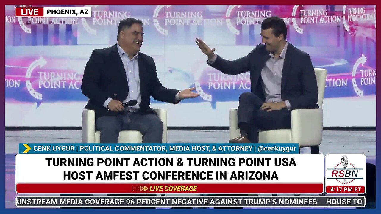 Cenk Uygur and Charlie Kirk find common ground at TPUSA's America Fest Conference