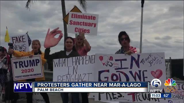 Protesters and supporters gather in Palm Beach