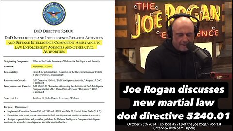 DOD Directive 5240.01 | DOD Directive 5240.01? | "Changing the Law to Make It Legal for the U.S. Military to Be Used to Use Lethal Force Against American Citizens On American Soil." - RJK Jr. (10/23/24) + H5N1 2024 Pandemic?