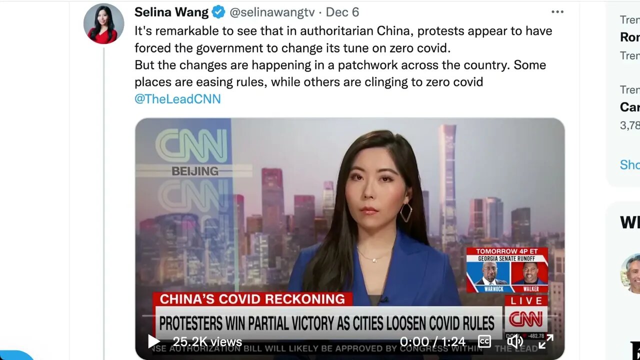 CNN：值得注意的是，在威權主義的中國，抗議似乎迫使政府改變了對零疫情的態度