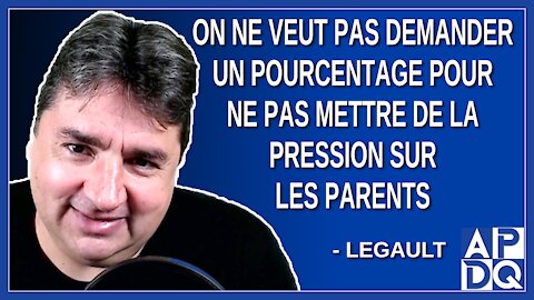 On ne veut pas demander un pourcentage pour ne pas mettre de la pression sur les parents