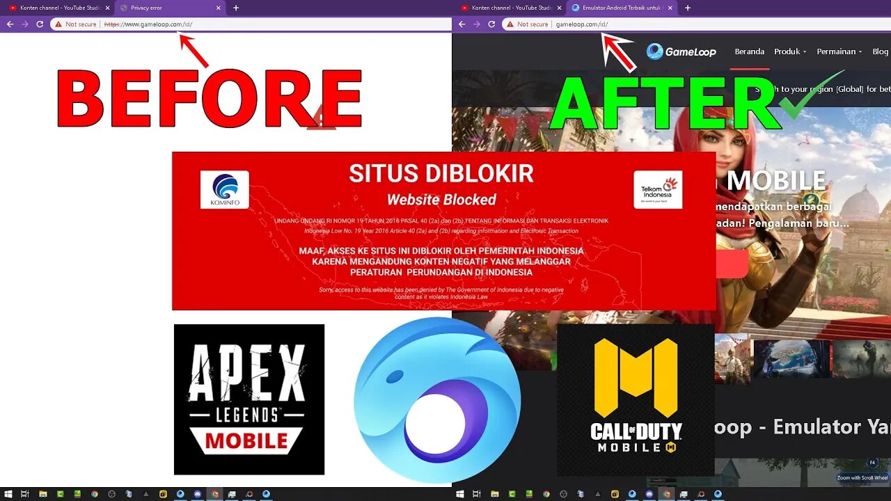 GAMELOOP TELAH DIBLOCK KOMINFO ⁉️ BEGINI CARA MENGATASI DOWNLOAD DAN INSTAL GAME DIDALAMNYA ✅