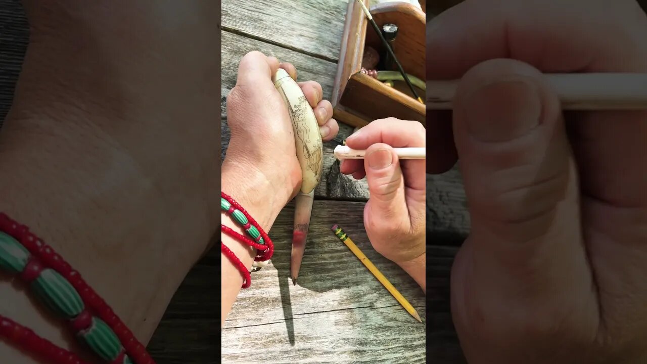 Laying Scrimshaw on Whale’s Tooth Knife Handle