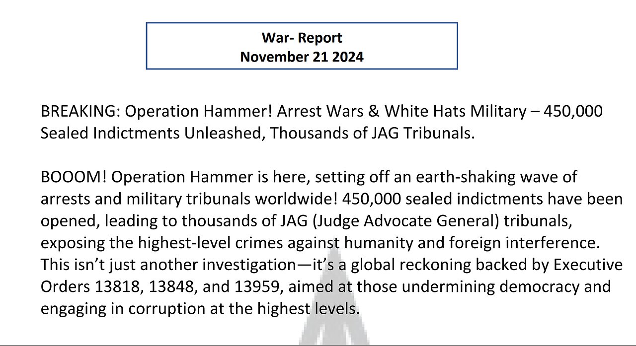 WAR REPORT - OPERATION HAMMER