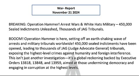 WAR REPORT - OPERATION HAMMER