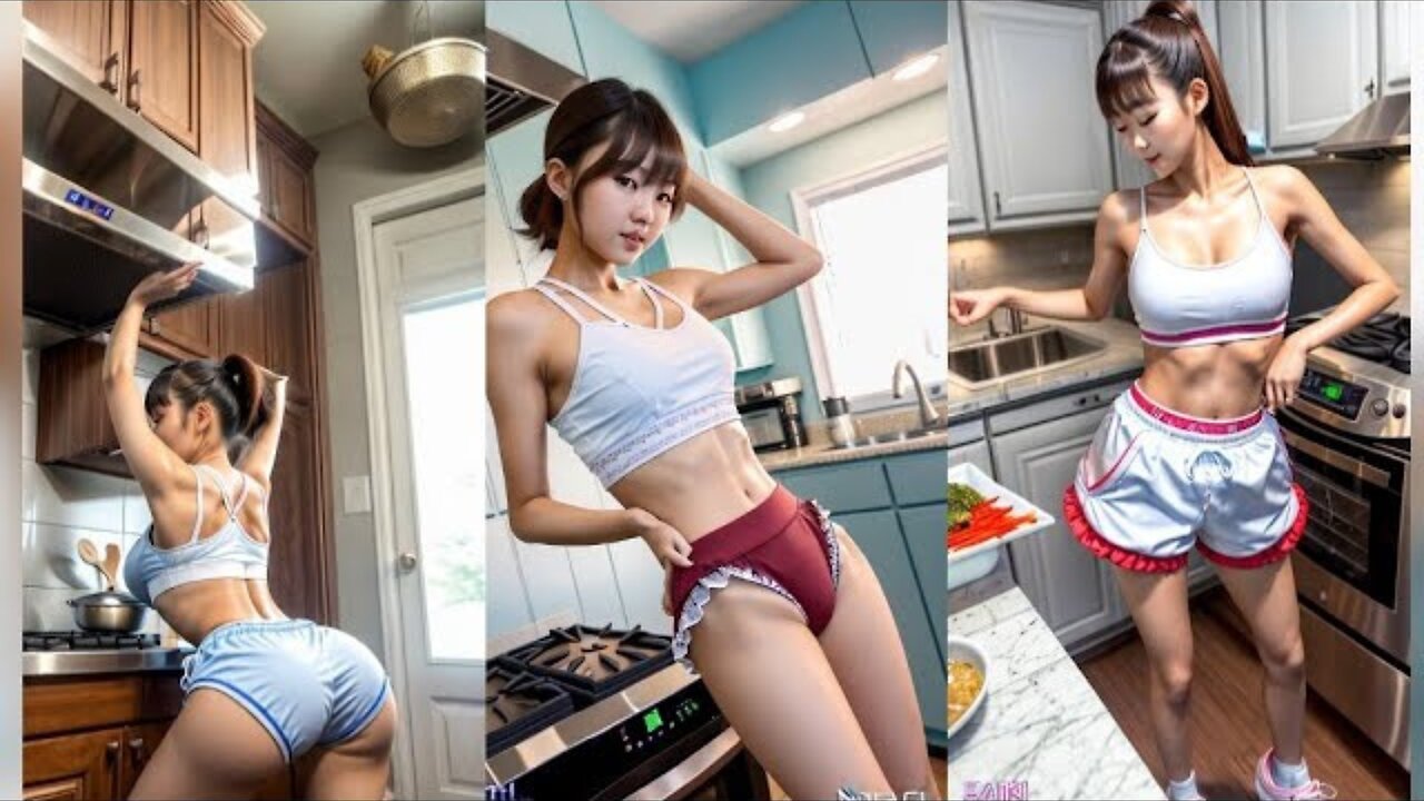 {Realistic 4k Ai Girl-12} Beautiful Korean Girl In Kitchen, Cosplay, Lookbook, Midjourney