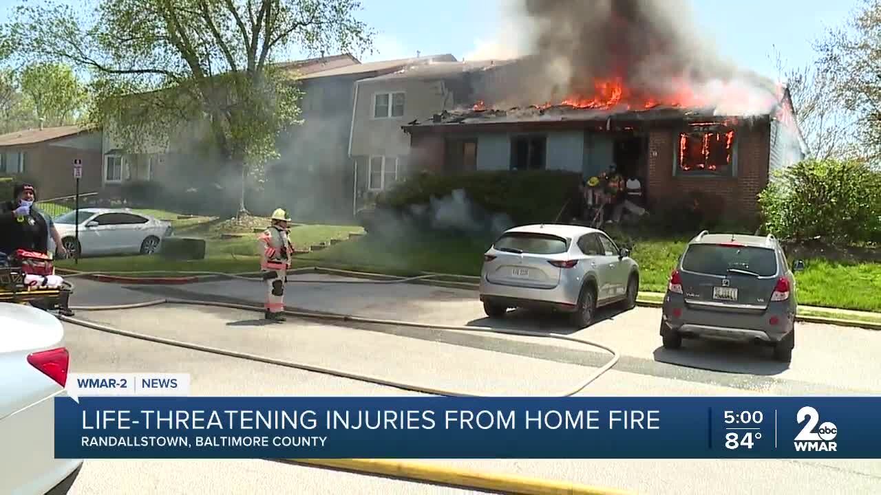 Person suffers life threatening injuries in two alarm house fire in Randallstown