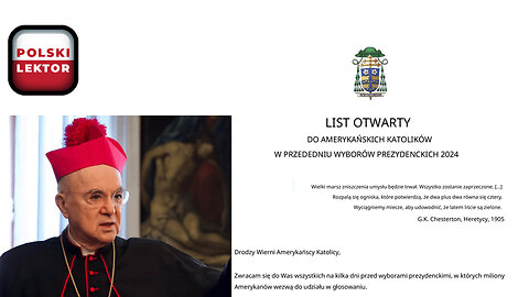 Arcybiskup Carlo Maria Viganò: List otwarty do amerykańskich katolików | POLSKI LEKTOR