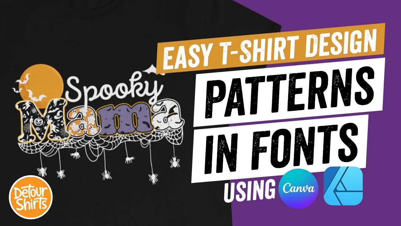 Easy Halloween T-Shirt Design Tutorial | How to use Patterns & Fonts using Canva + Affinity Designer