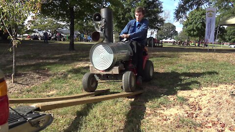 Runaway Lawn Mower Train Nearly Crashes!