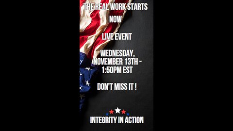 Something happened to their feed, please go to @SternAmerican here on Rumble! Live! Wednesday at 1:20 pm Election INTEGRITY IN ACTION Zoom Security call