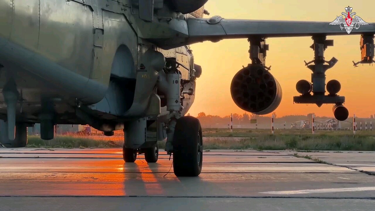 A Kamov Ka-52M helicopter on the Ukrainian theater of war operates by launching unguided rockets at