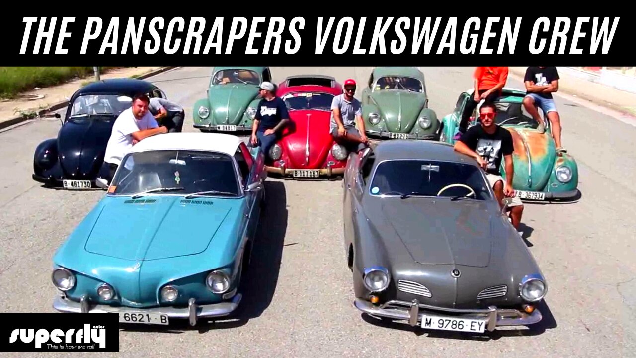 The Panscrapers Volkswagen Crew from Barcelona in Spain with their Volkswagen Beetles & Karmann Ghia