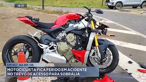 Km 457, na BR-116: Motociclista fica Ferido em Acidente no Trevo de Acesso para Sobrália.