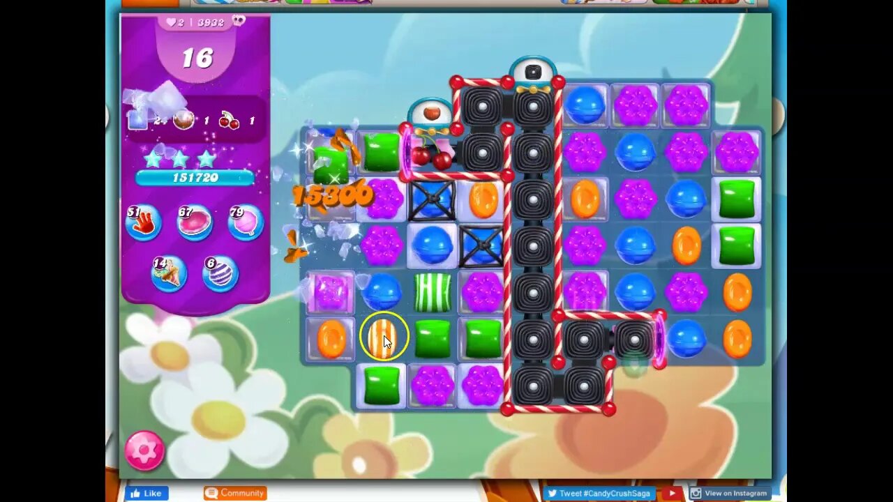 Candy Crush Level 3932 Talkthrough, 19 Moves 0 Boosters