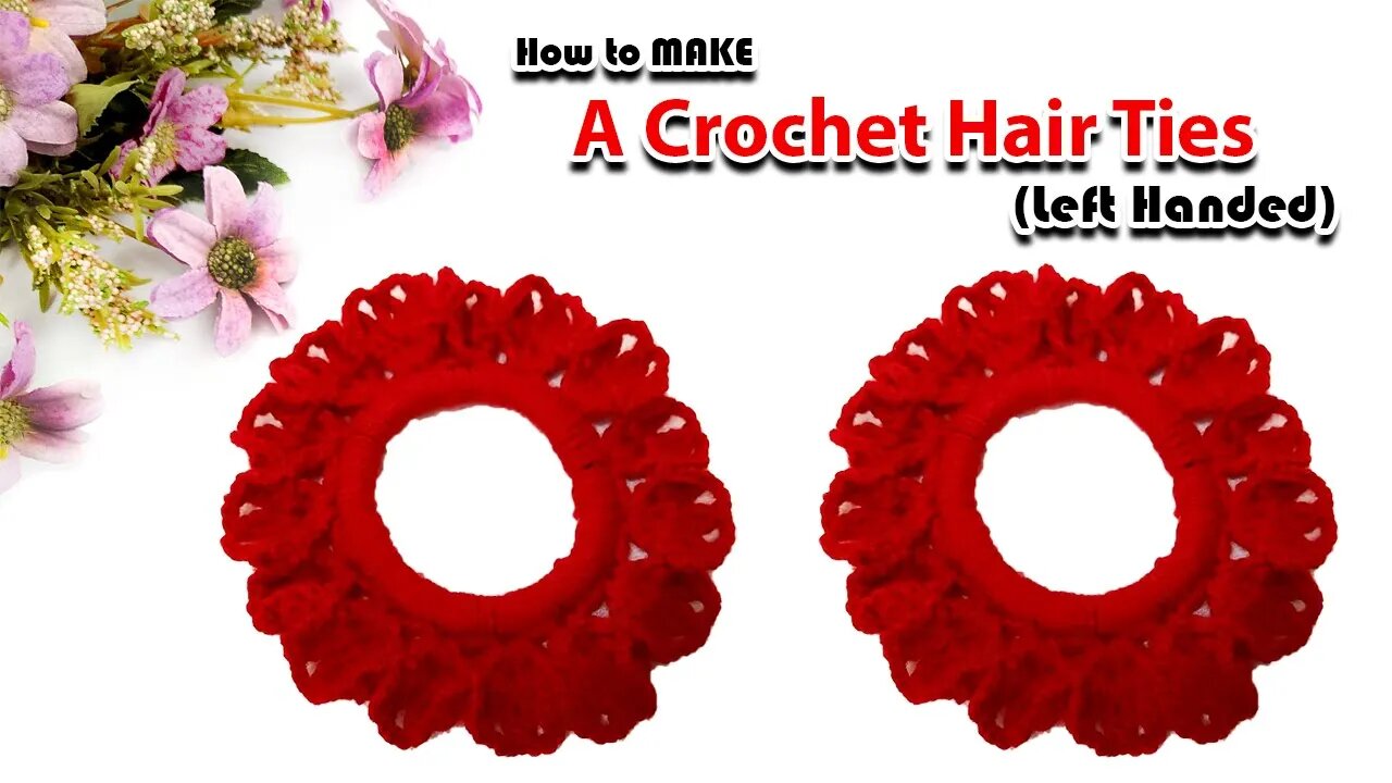 How to make a crochet hair ties( Left - Handed ) - crafting wheel.