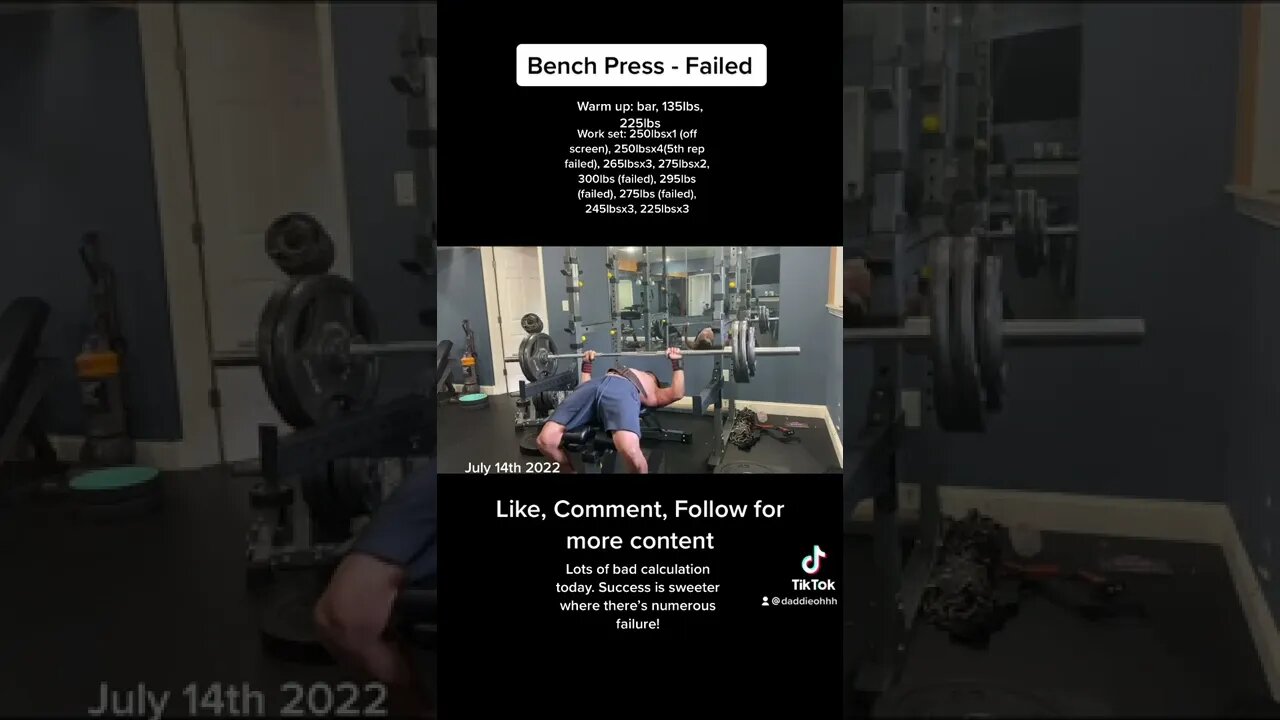 Bench press fail | can’t enjoy success without failure