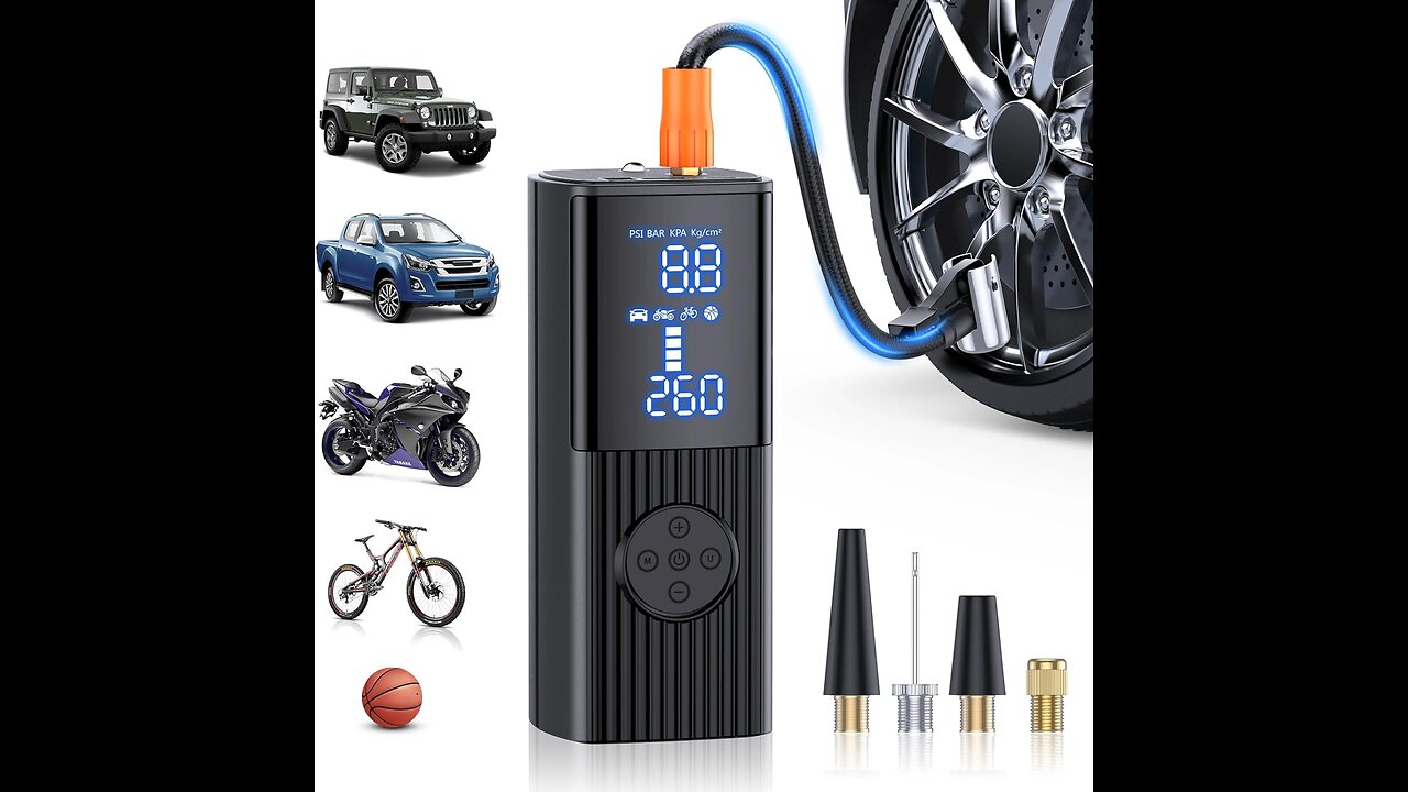 inflator comes with a built-in 20000mA rechargeable battery for power supply,