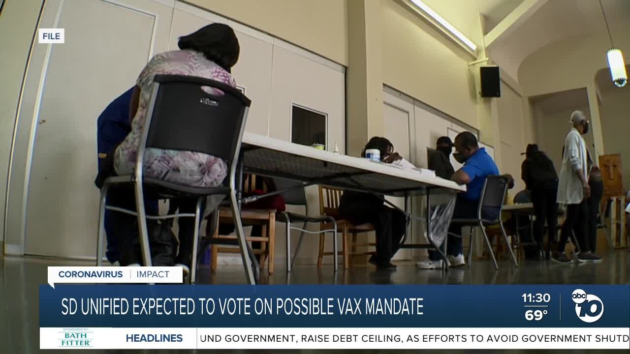 SDUSD to vote on possible vaccine mandate