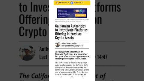 Californian Authorities to Investigate Platforms Offering Interest on Crypto Assets #cryptomash
