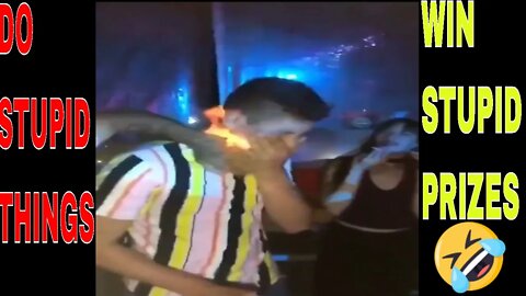 Man Spilling Alcohal On Fire All Over His Face