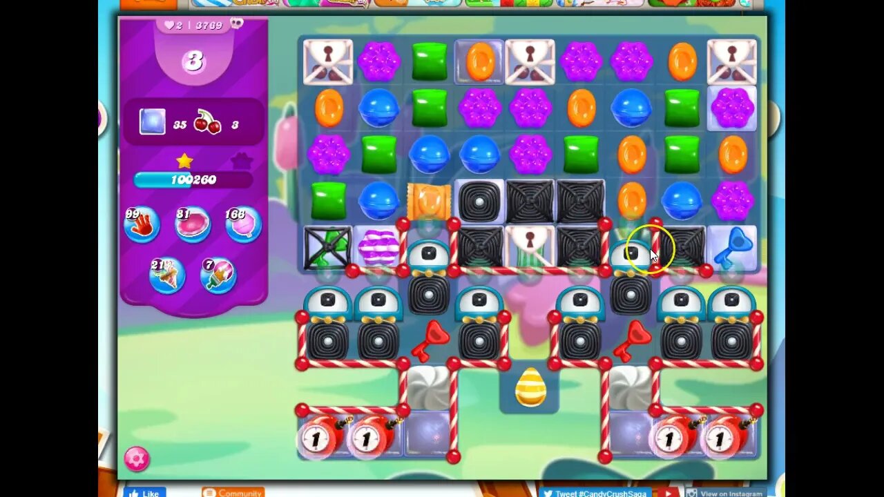 Candy Crush Level 3769 Talkthrough, 22 Moves 0 Boosters