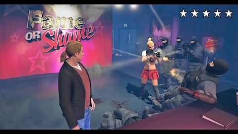 GTA 5 - Lazlow And Tracey's FIVE STAR COP BATTLE At MAZE BANK ARENA (GTA V Funny Moment)