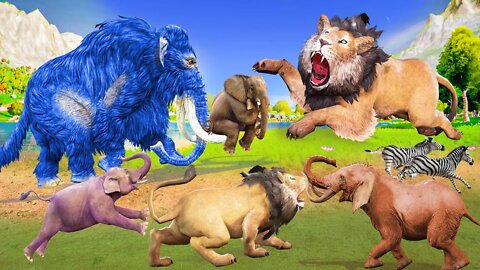 Zombie Lion Vs Mammoth Elephant Fight Saves Baby Elephants Animal Revolt Epic Battle Funny Doodles