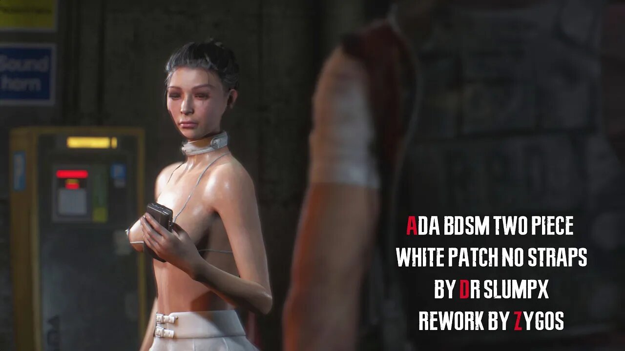 Resident Evil 2 Remake Ada BDSM two piece no straps white patch outfit