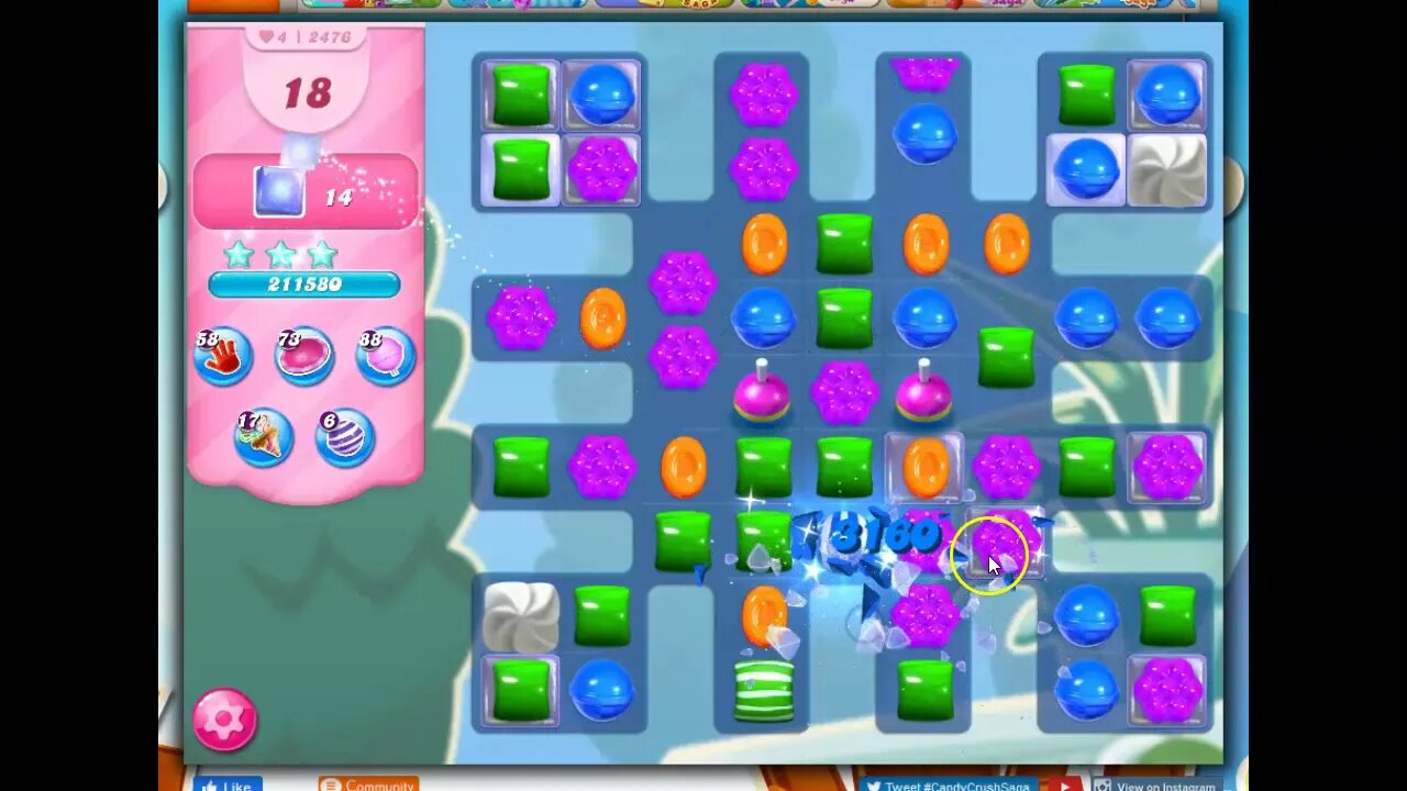 Candy Crush Level 2476 Talkthrough, 26 Moves 0 Boosters