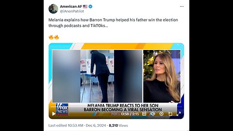 Melania explains how Barron Trump helped his father win the election through...