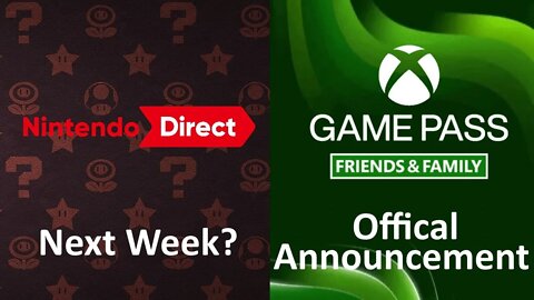 Nintendo Direct. Game Pass Friends & Family. Evercade EXP Built-in Games