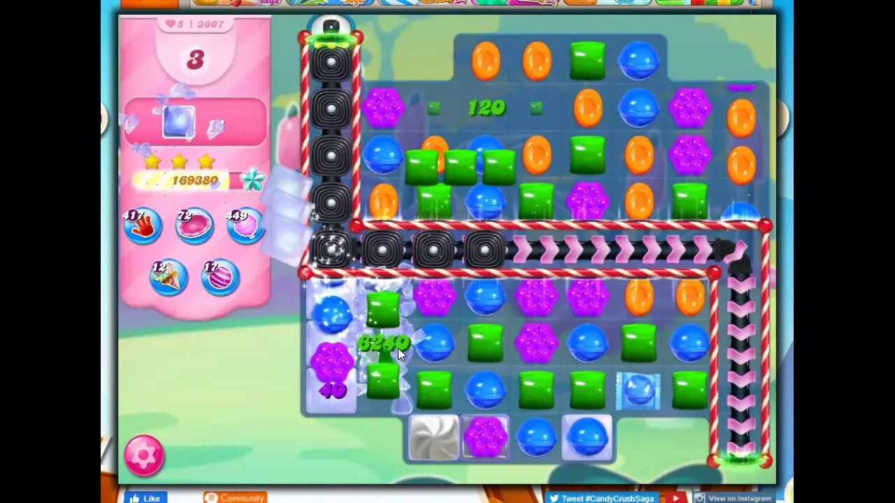 Candy Crush Level 3607 Talkthrough, 30 Moves 0 Boosters