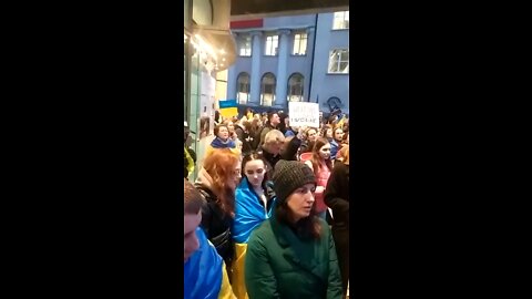 Warsaw, Poland: Peace protesters march in support of Mariupol Ukraine. April 21, 2022