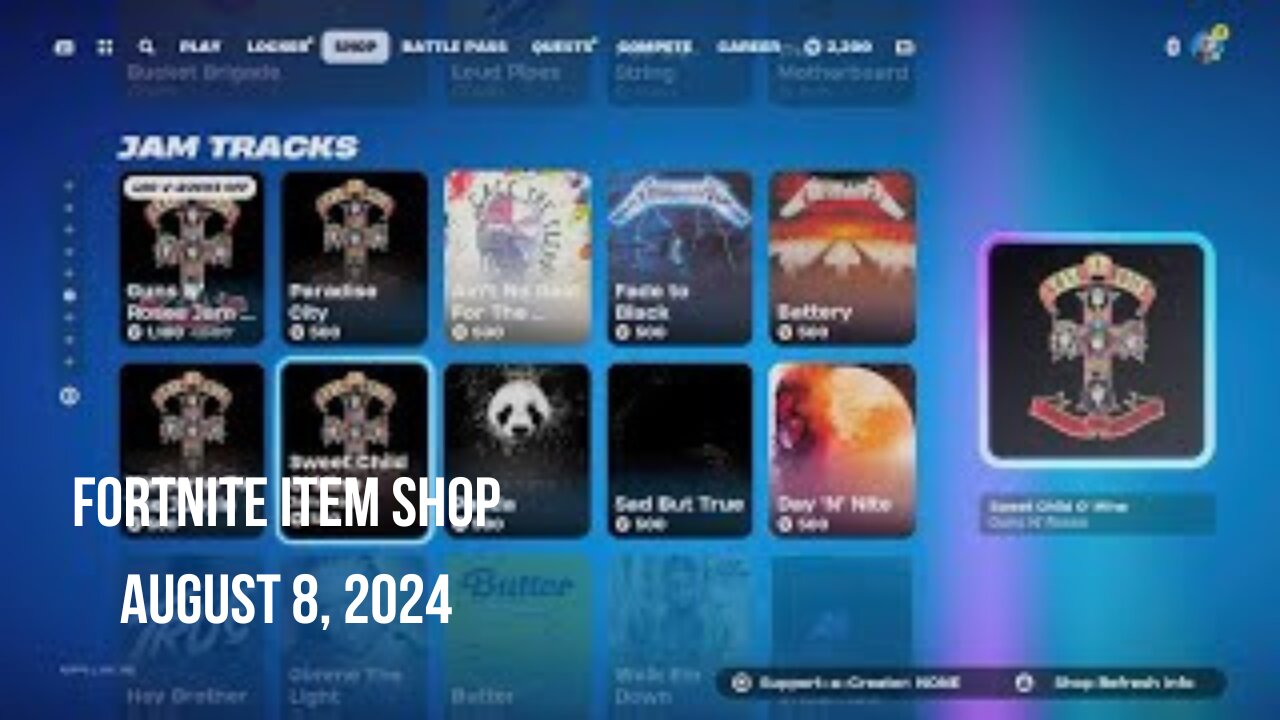 Fortnite Item Shop|August 8, 2024(*New* Jam Tracks)