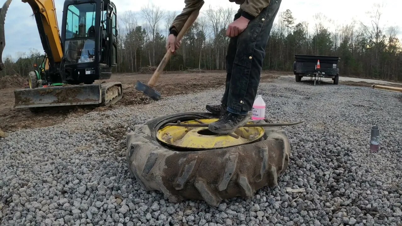 New front tires on the John Deere