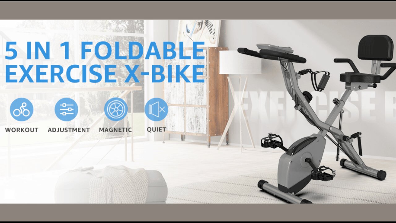 Indoor Exercise Bike for Seniors, 5 IN 1 Foldable Stationary Bike