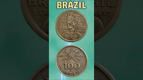 Brazil 100 Reis 1932.#shorts #education #coinnotesz