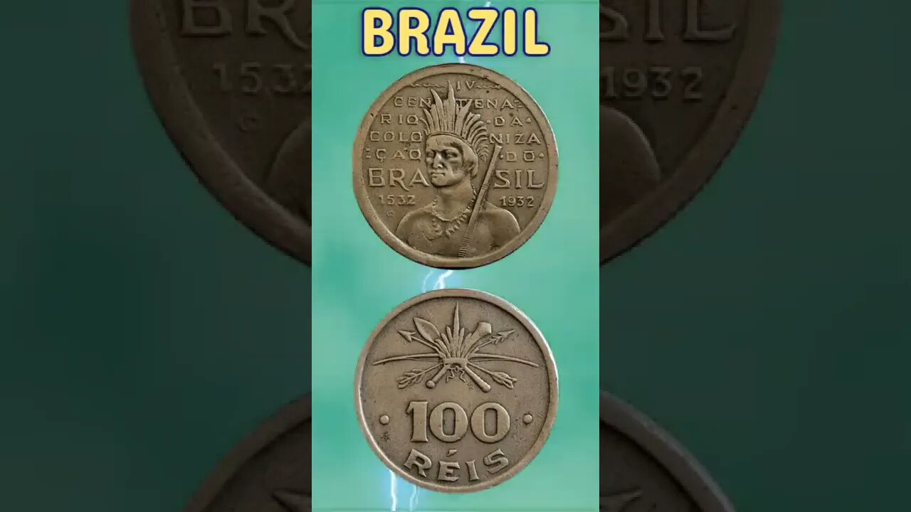 Brazil 100 Reis 1932.#shorts #education #coinnotesz