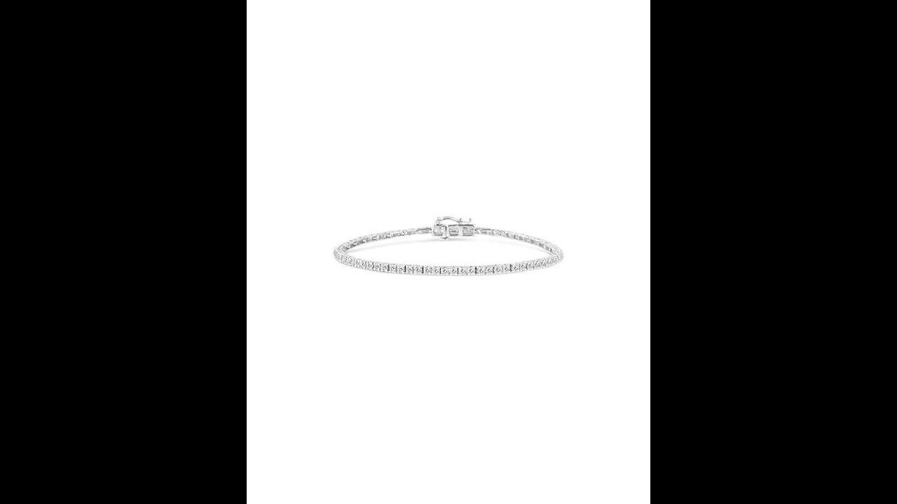 .925 Sterling Silver Diamond Link Tennis Bracelet - Choice of Style and Carat Weight