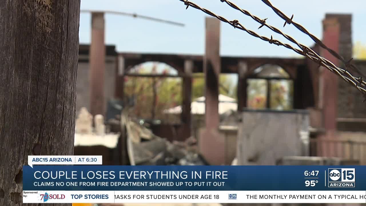 Pinal County couple loses home to fire after fire department isn't notified