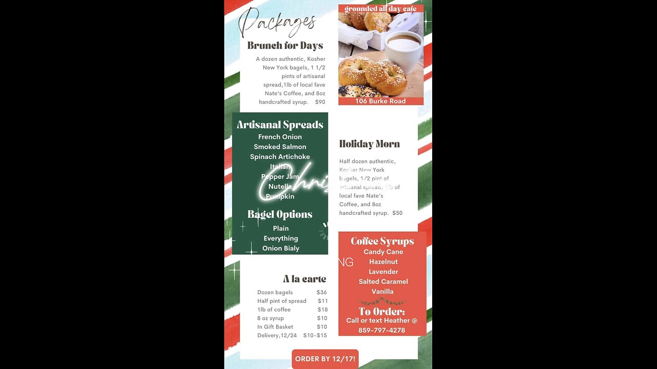 Merry Christmas come get your bagel packages right here in Lexington Kentucky