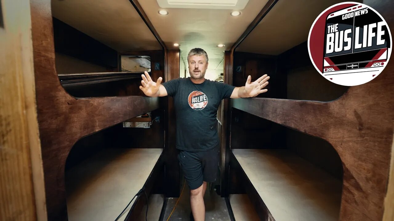 We Built 2 Sets of Triple Stacked Bunk Beds in our Bus Conversion!