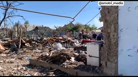 Result of a Tochka-U missile strike by Ukrainian forces on residential buildings near Kherson