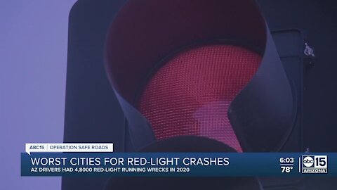 Worst Valley intersections for red light crashes