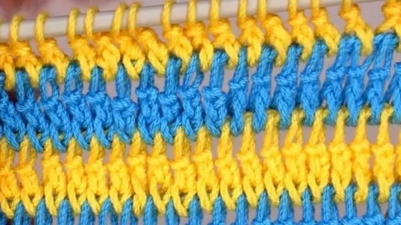 How to crochet Tunisian chain stitch simple tutorial by marifu6a