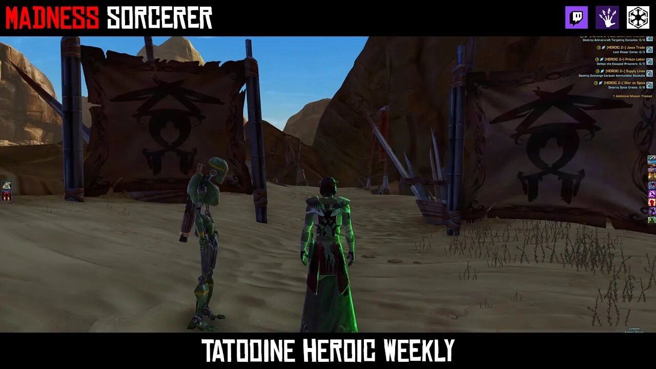 SWTOR Tatooine Weekly Heroic Mission with Level 80 Madness Sorcerer