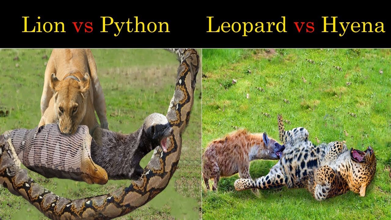 Lion_rescues_the_honey_badger_from_Python's_aggressive_attack_-__Harsh_Life_of_Wild_Animals